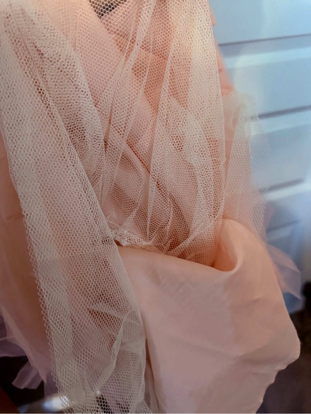 BCBG Max Azria Strapless Blush Pink Tiered Chiffon Dress | Size 0 - Picture 4 of 12